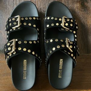Steve Madden Emma Sandals - Black/Gold Women’s Size 8